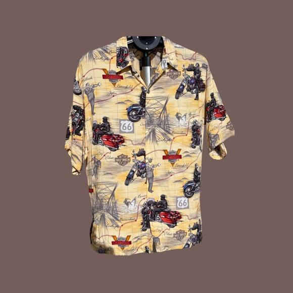 Harley-Davidson Route 66 Shirt | Viscose Aloha | Size XL | Vintage - Picture 1 of 5